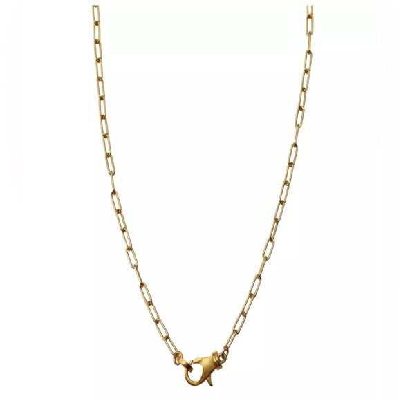 New ADORNIA Lock Paper Clip Chain Necklace 14k yellow gold 17” JEWELRY - Picture 2 of 5